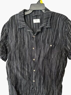 Percival Men's Striped Linen Camp Shirt – Size XL